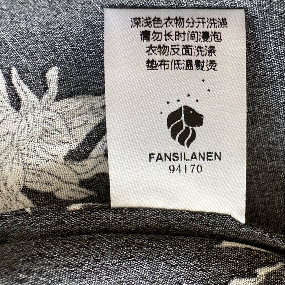 NWT Fansilanen Black Floral Button Down Tie Waist Midi Dress Size L - Picture 7 of 10